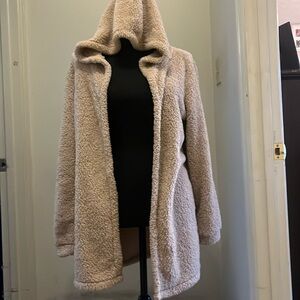 Tan Fuzzy Open Sweater